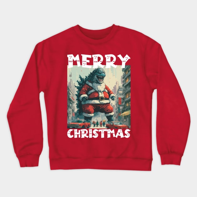 Christmas Godzilla - 3 Crewneck Sweatshirt by Megadorim